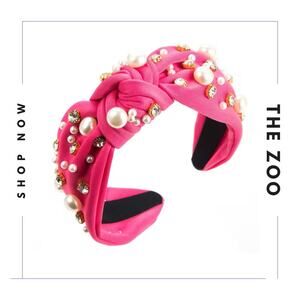 Rhinestone‎ and Pearl Headband Pink